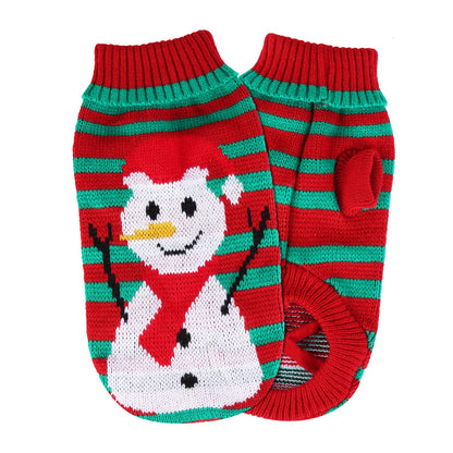 Christmas Turtleneck Pet Sweater with Snowman or Pom-Pom Stripes for Small Dogs &amp; Cats – view 9