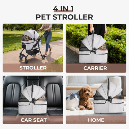 4-Wheel Foldable Pet Stroller – 360° Wheels, Detachable Carrier &amp; Travel Bag for Small Dogs &amp; Cats – view 8