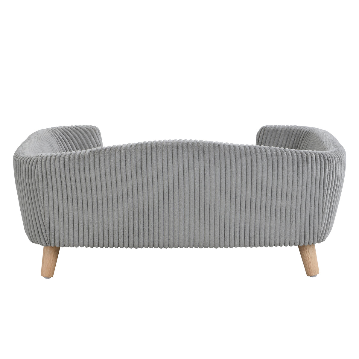 Elevated Dog Bed for Small Dogs – Corduroy Couch, Rubber Wood Legs, Supportive Foam, Grey – view 9