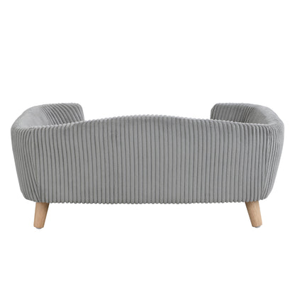Elevated Dog Bed for Small Dogs – Corduroy Couch, Rubber Wood Legs, Supportive Foam, Grey – view 9