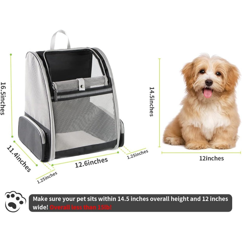 Bubble Window Pet Carrier Backpack – Ventilated Cat &amp; Small Dog Backpack with Removable Mat – view 3