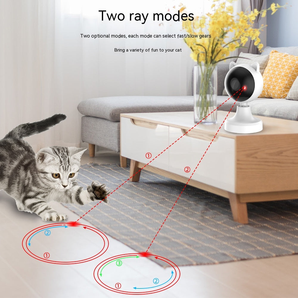USB Rechargeable Laser Cat Teaser Toy – Automatic Interactive Light Toy, White