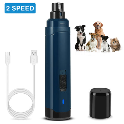 Pet Nail Grinder with Diamond Bit and USB Charging Cable – 2 Speeds, Low Noise, Blue