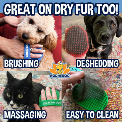 Dog Shampoo Bath Brush for Dogs &amp; Cats – Handheld Scrubber for Long &amp; Short Hair, Blue – view 3