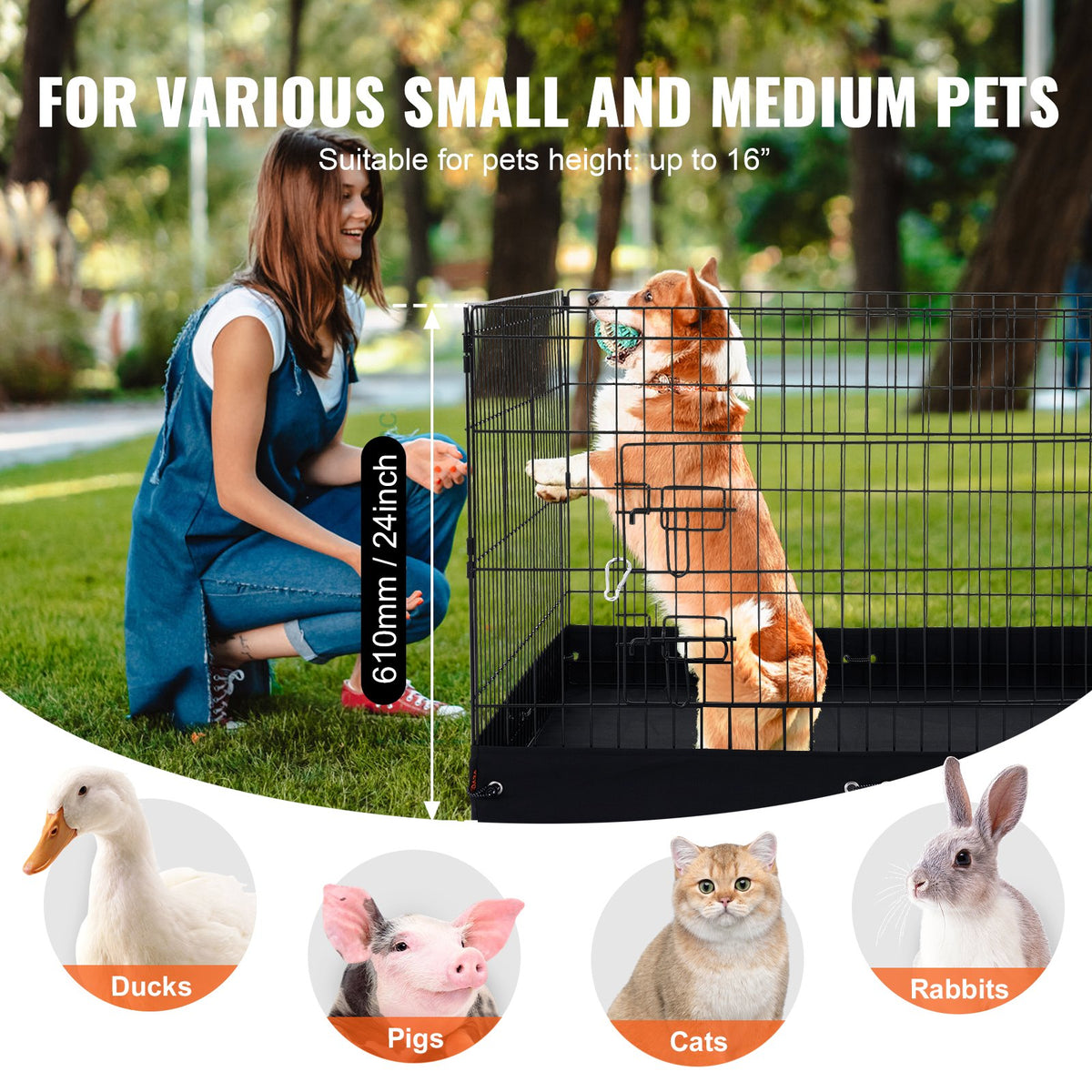 4-Panel Foldable Metal Dog Playpen with Bottom Mat – 36 x 36 Inch, 24-Inch High, Black – view 3