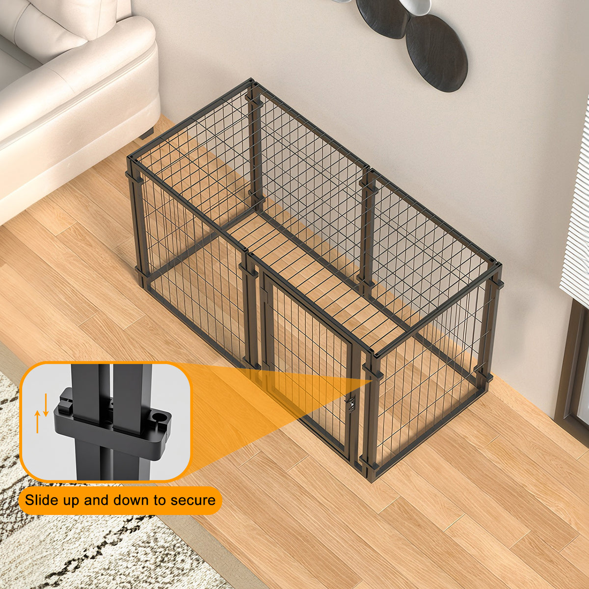 Metal Dog Crate Playpen – Indoor/Outdoor Pet Kennel, Easy Assembly, 47.2 x 23.6 x 23.6 in, Black – view 9