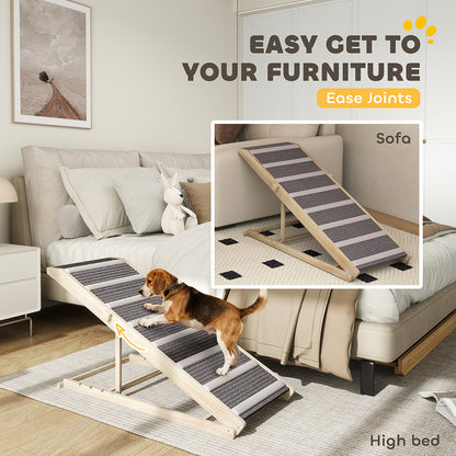 Foldable Wooden Dog Ramp for Couch, Bed or Car with 4 Height Settings and Carpet Surface – view 5