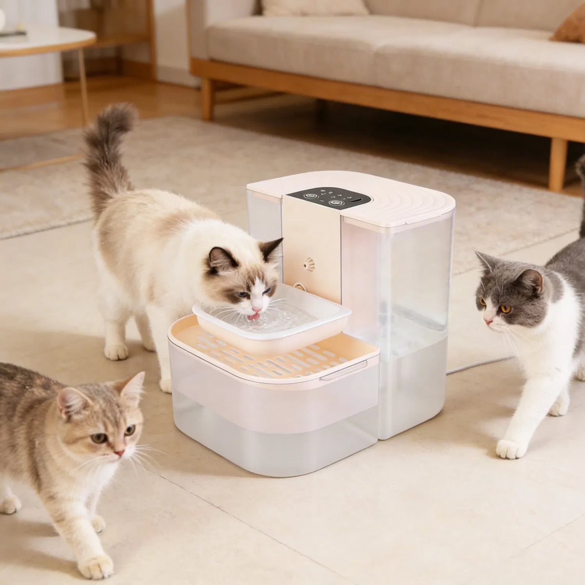 Cordless Pet Water Fountain 4.5 L – Dual-Tank Auto Refill with Timer &amp; Remote, Cream – view 10