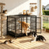 Heavy-Duty Metal Dog Crate on Wheels – Double Doors, Perforated Top, Slide-Out Tray, Black