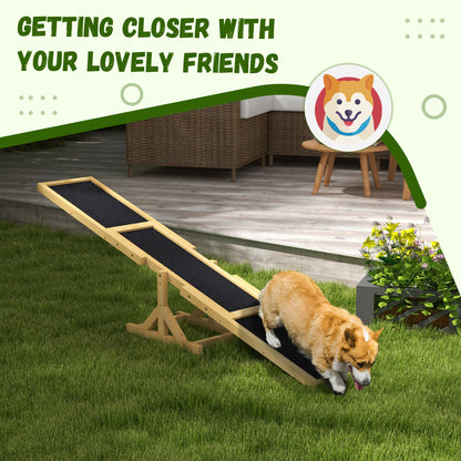 Wooden Dog Agility Seesaw – 70.75 in Anti-Slip Teeter Board, 110 lb Capacity, Yellow – view 6