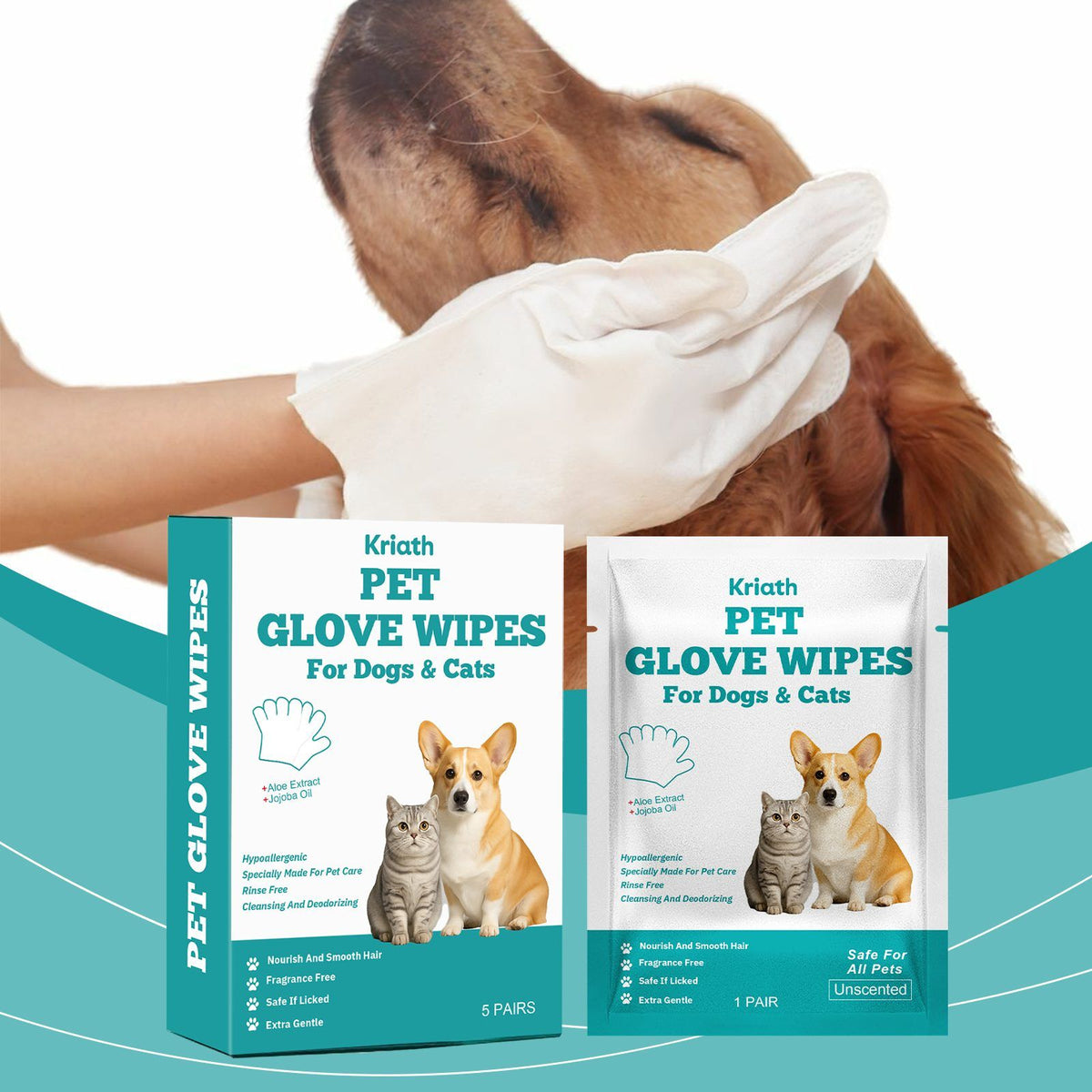 Disposable Pet Glove Wipes – 5 Pre-Moistened Grooming Gloves for Coat &amp; Paws – view 7