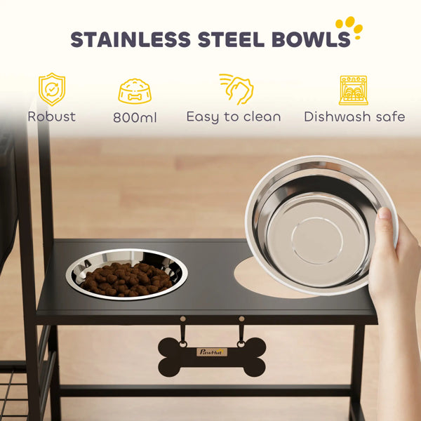 Dog Bowl Feeding Station with Built-In Pet Supply Storage – view 5
