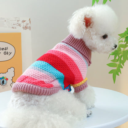 Multicolor Striped Knit Pet Sweater for Dogs &amp; Cats, Casual Acrylic Pullover – view 8