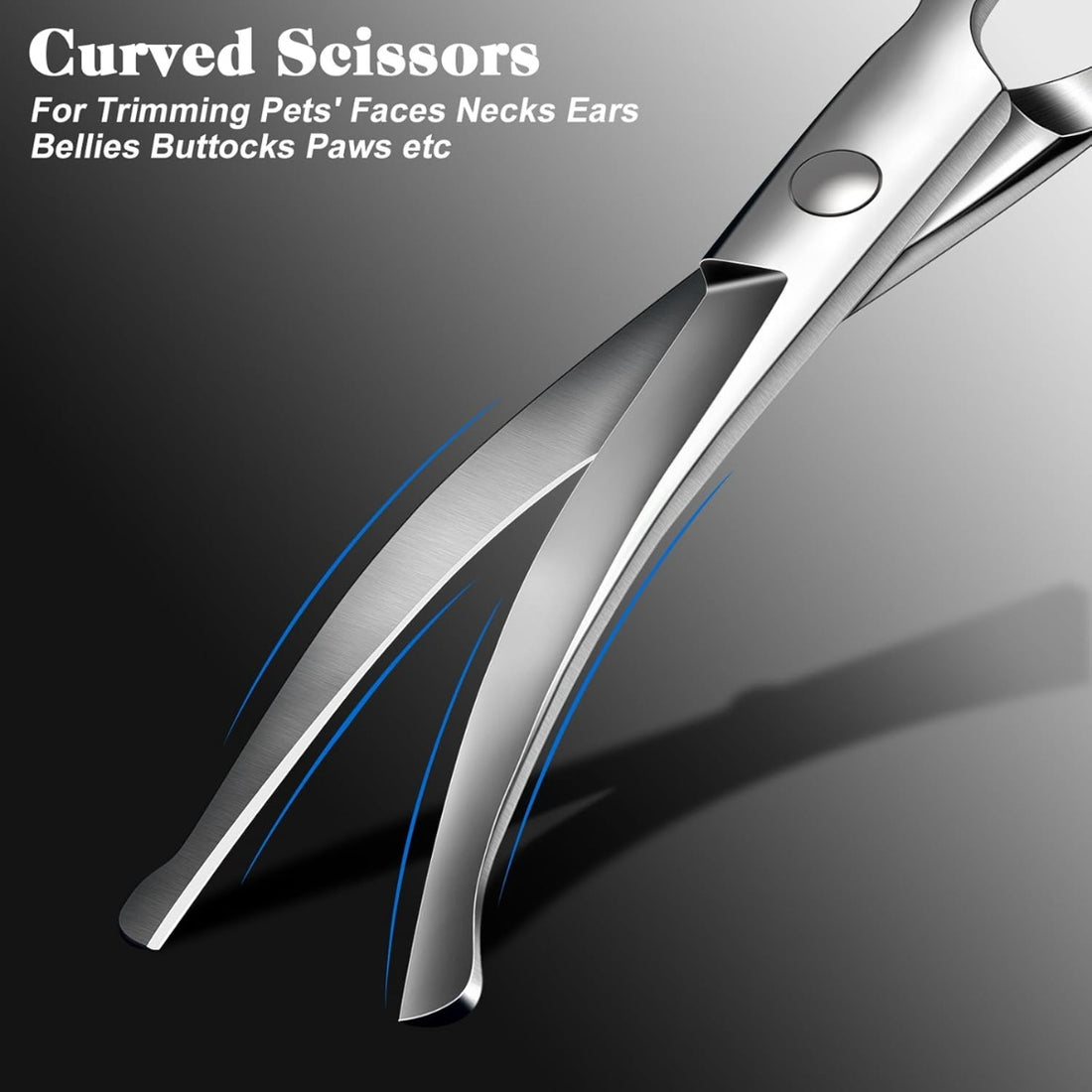 4-in-1 Dog and Cat Grooming Scissors Kit – Round-Tip Straight, Curved and Thinning Shears with Comb – view 2
