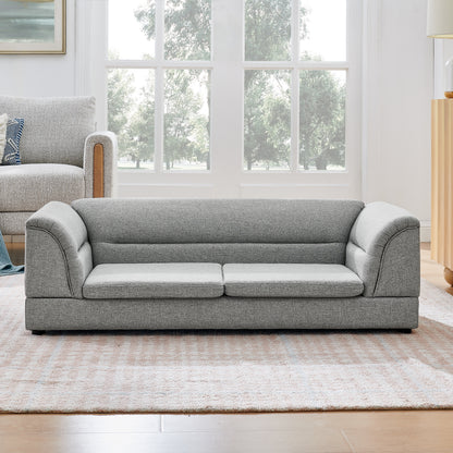 Oversized Linen Dog Sofa – Curved Armrests, Raised Frame, Thick Cushion, for Large Dogs, Light Grey – view 5