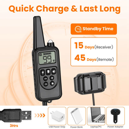Remote Dog Training Collar – 875 Yard Range, 4 Modes, IP68 Waterproof, 1 or 2 Collars – view 3