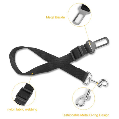 Dog Seat Belt 2-Pack – Adjustable Car Safety Leash with Swivel Clip, 16.5–26.4 in, Black – view 2