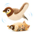 USB Rechargeable Flapping Bird Cat Toy, Chirping Plush Sparrow with Real Feathers and Catnip