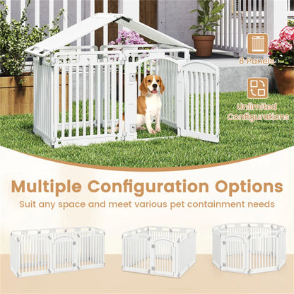 8-Panel Plastic Dog Playpen – White, 50 x 50 x 32 in, Lockable Door, Multiple Shapes – view 10