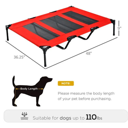 Elevated Dog Cot Bed for XXL Dogs – Steel Frame, 600D Oxford Fabric, Up to 110 lbs, Red – view 6