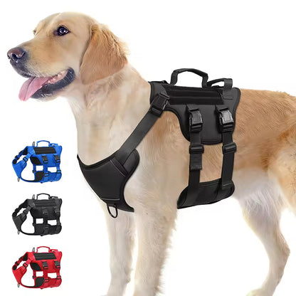 Tactical Dog Harness Vest – 1000D Nylon, Reflective, Dual Handles, Adjustable, S–XL
