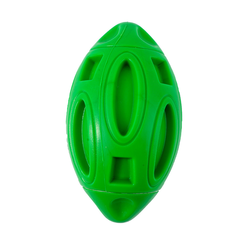 Squeaky Rubber Rugby Ball Dog Toy – Bouncy Football Shape for Toss &amp; Fetch, 4 Colors – view 8