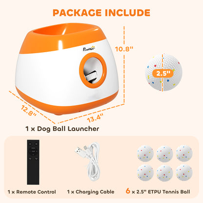 Automatic Dog Ball Launcher with Remote Control, 26–79 ft Range and 6 Balls, Orange – view 3