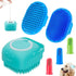 Dog Bath Brush Set – Shampoo Dispensing Brush & 2 Adjustable Ring-Handle Scrubbers, Blue