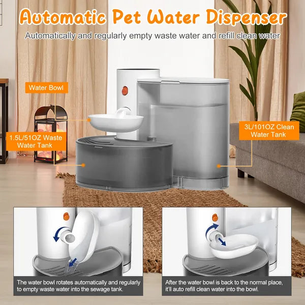 Cordless Rechargeable Pet Water Fountain, 3 L (101 oz) with Touch Control, White – view 4