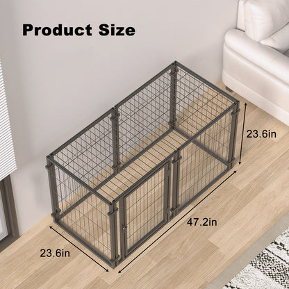 Metal Dog Crate Playpen – Indoor/Outdoor Pet Kennel, Easy Assembly, 47.2 x 23.6 x 23.6 in, Black – view 4