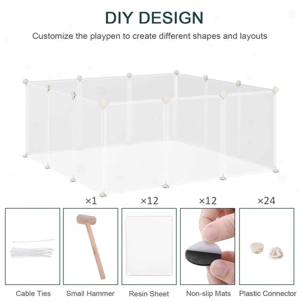 Small Animal Playpen – 12-Panel DIY Pen for Rabbits &amp; Guinea Pigs, 41 x 41 in – view 7