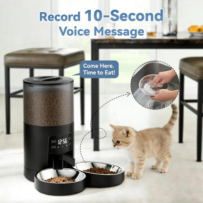 6 L Automatic Dual Cat Feeder with App Scheduling, 10-Second Voice Recorder and Dual Power – view 5