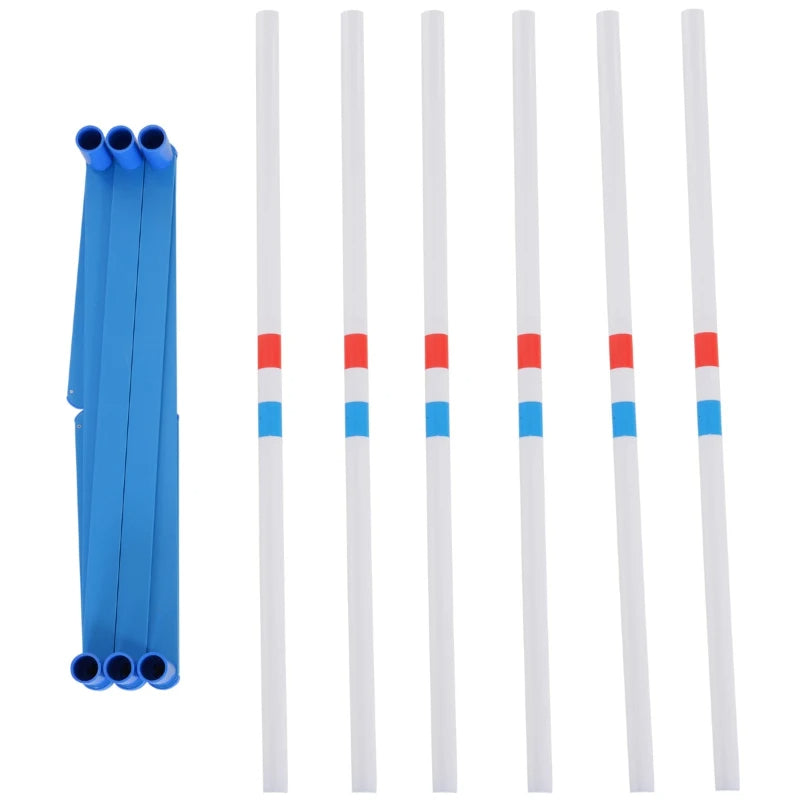 Dog Agility Weave Pole Set – 6 Adjustable Poles with Oxford Carry Bag, White – view 2