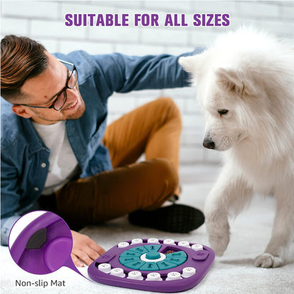 Interactive Dog Treat Puzzle Toy – 24-Hole Slider Game with Squeaker, Purple – view 5
