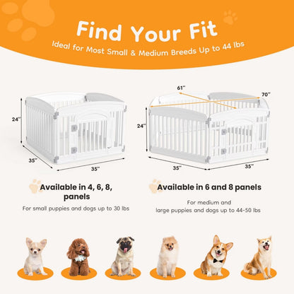 Foldable Plastic Dog Playpen – Rounded Corners, Easy to Clean, Indoor &amp; Outdoor, Black or White – view 4