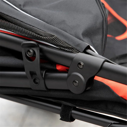 Foldable Dog Stroller for Medium &amp; Large Dogs – One-Step Fold, Shock Absorbers, Up to 66 lbs, Black/Red – view 5