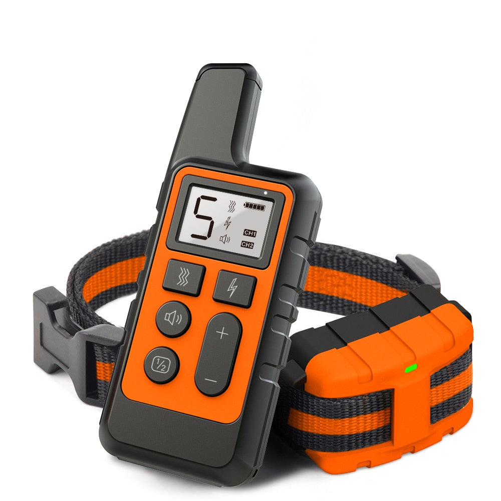 Rechargeable Dog Training Collar – IP67 Waterproof, 300mAh Battery, Orange
