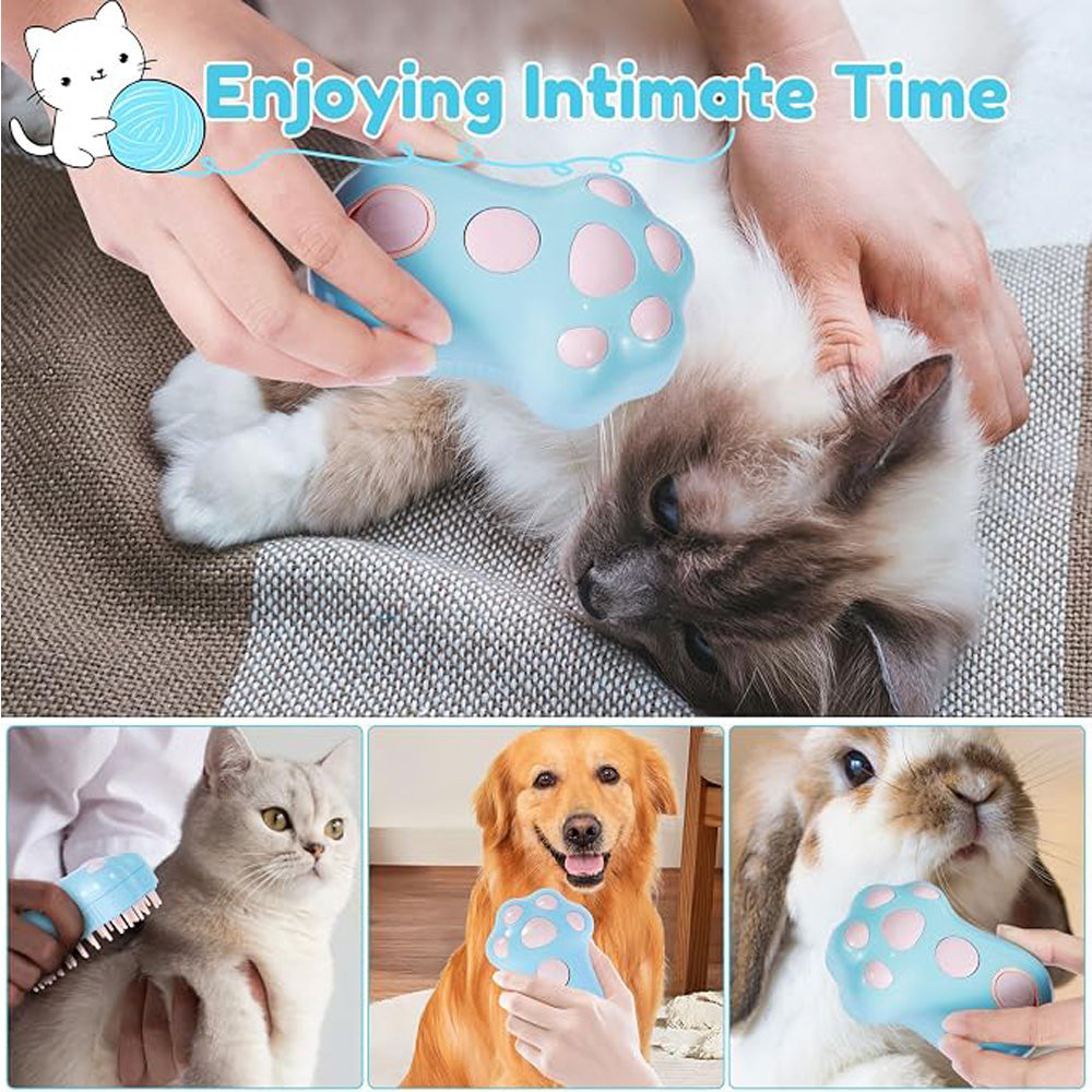 Rechargeable Paw-Shaped Pet Mist Brush – Spray Grooming Comb with Soft Silicone Teeth, Blue – view 7