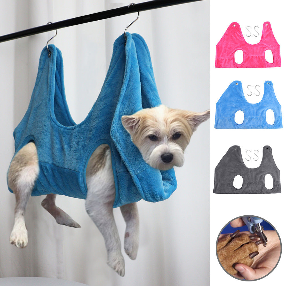 Flannel Pet Grooming Hammock for Small &amp; Medium Dogs and Cats – Thickened Nail Trim Sling – view 2