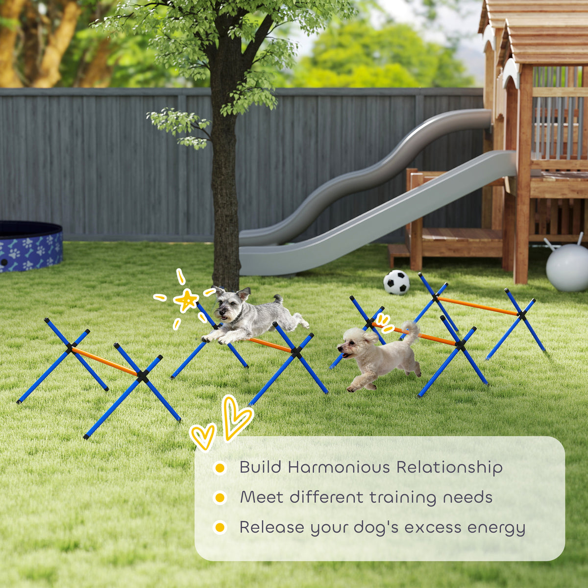 Dog Agility Hurdle Set – 4 Jumps with 3 Adjustable Heights and Carry Bag, Orange – view 7