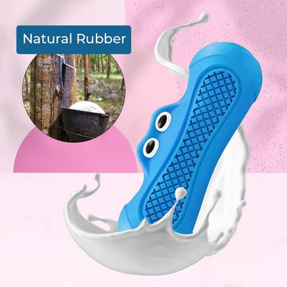 Natural Rubber Monster Squeaky Dog Chew Toy with Textured Nubs, Blue – view 3