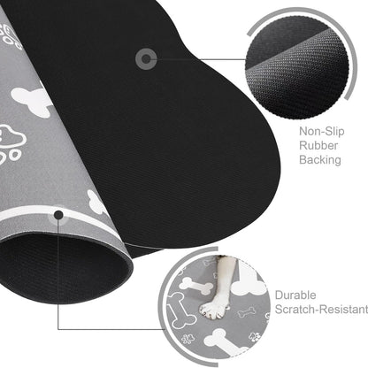 Bone-Shaped Absorbent Pet Feeding Mat with Rubber Non-Slip Backing, Grey – view 5