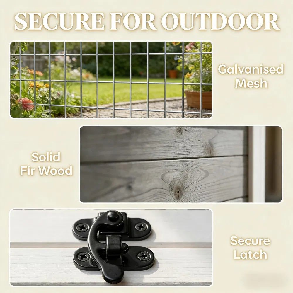 Wooden Outdoor Tortoise Habitat with Run, Basking Area &amp; Large Window for Small Animals – view 4