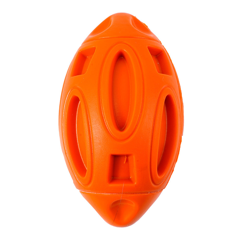 Squeaky Rubber Rugby Ball Dog Toy – Bouncy Football Shape for Toss &amp; Fetch, 4 Colors – view 10