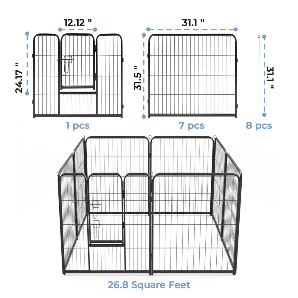 Metal Dog Exercise Pen with Door – Indoor &amp; Outdoor Playpen for Puppies, Medium &amp; Large Dogs – view 2