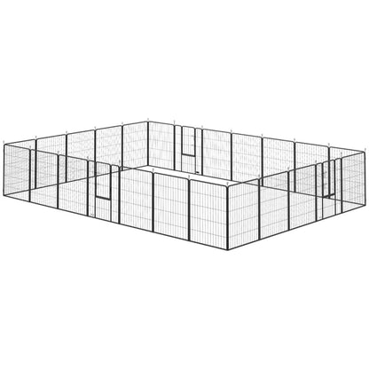 24-Panel Heavy-Duty Metal Dog Playpen – 39.4 in High, 3 Doors, Black – view 2
