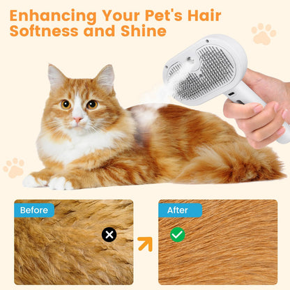 3-in-1 Pet Steam Brush – Water Mist Spray Grooming Brush with Self-Cleaning Release Button – view 9