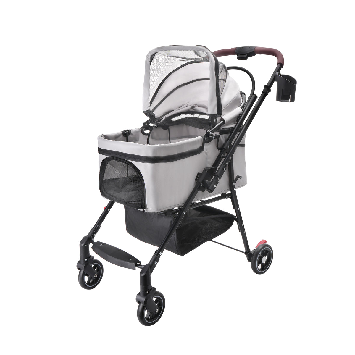 4-Wheel Foldable Pet Stroller – 360° Wheels, Detachable Carrier &amp; Travel Bag for Small Dogs &amp; Cats – view 3