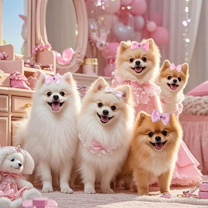 Pink Dog Hair Bows 20-Pack – Rhinestone &amp; Pearl Puppy Bows with Elastic Bands for Dogs &amp; Cats – view 5