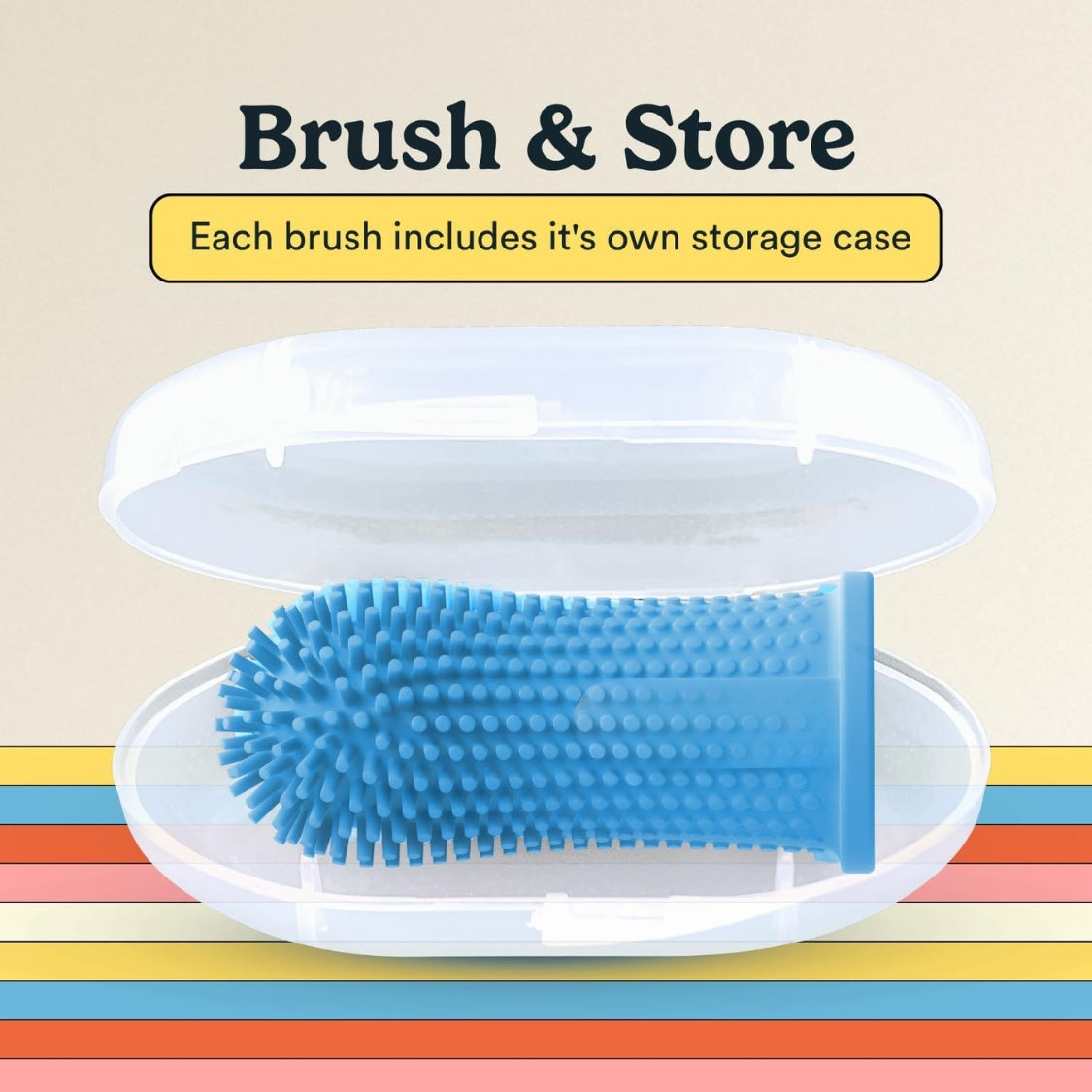 360 Degree Silicone Finger Toothbrush for Dogs and Cats – 2 Pack with Storage Cases, Blue – view 2